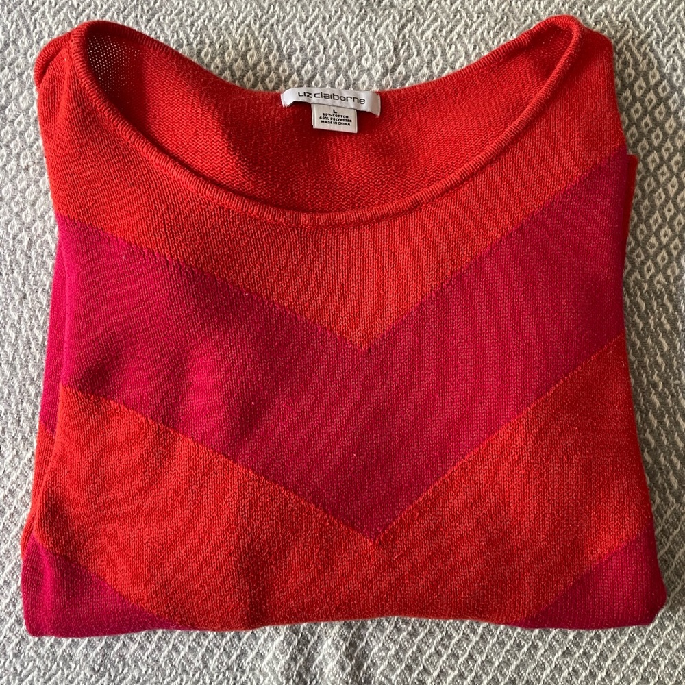 Adorable Red & Orange striped Sweater